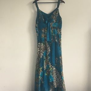 Animal Print Blue Dress